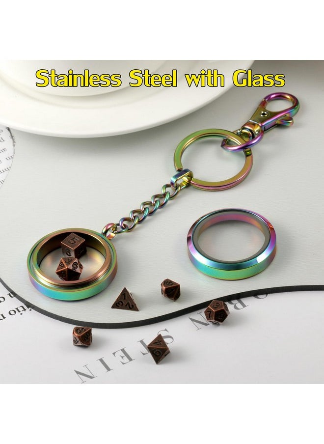 DNDND Metal Dnd Dice,Dndnd 6Mm Tiny Metallic Dice Set With Kyechain And Stainless Steel Case And Gorgeous Gift Dice Box For Dungeons And Dragon D&D Game (Brass With Rainbow Case)  - Image 5