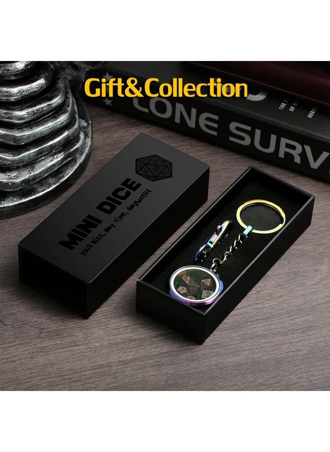 DNDND Metal Dnd Dice,Dndnd 6Mm Tiny Metallic Dice Set With Kyechain And Stainless Steel Case And Gorgeous Gift Dice Box For Dungeons And Dragon D&D Game (Brass With Rainbow Case)  - Image 2