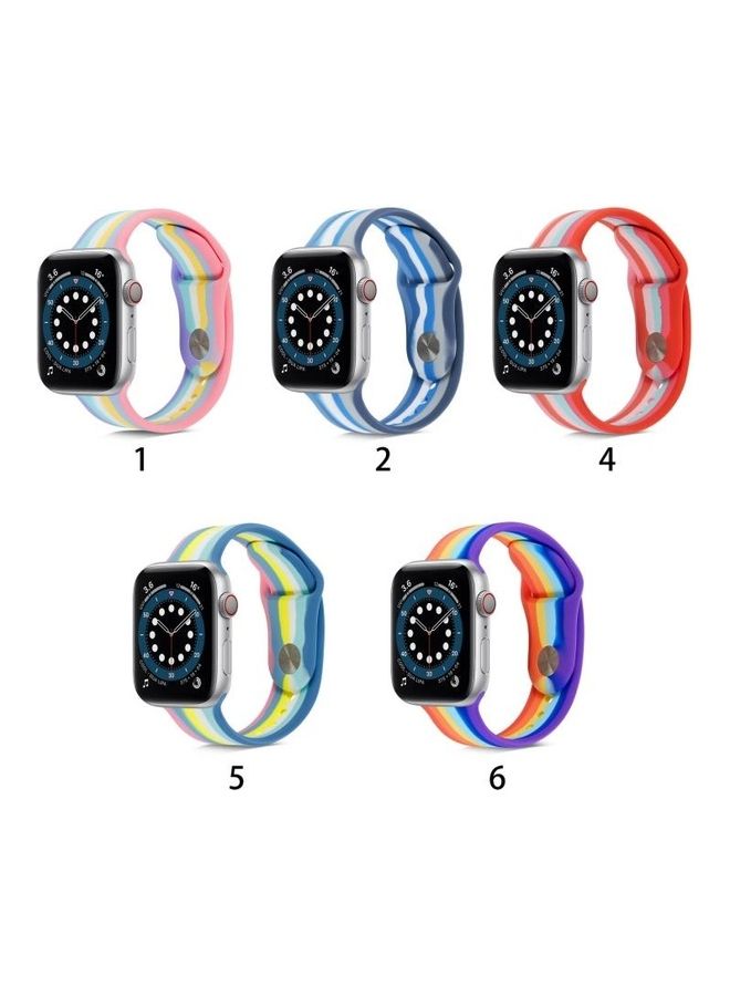 NIBEMINENT Rainbow Silicone Strap Watchband For Apple Watch Series 7/6/SE/5/4/3/2/1 41/40/38mm Multicolour - Image 5