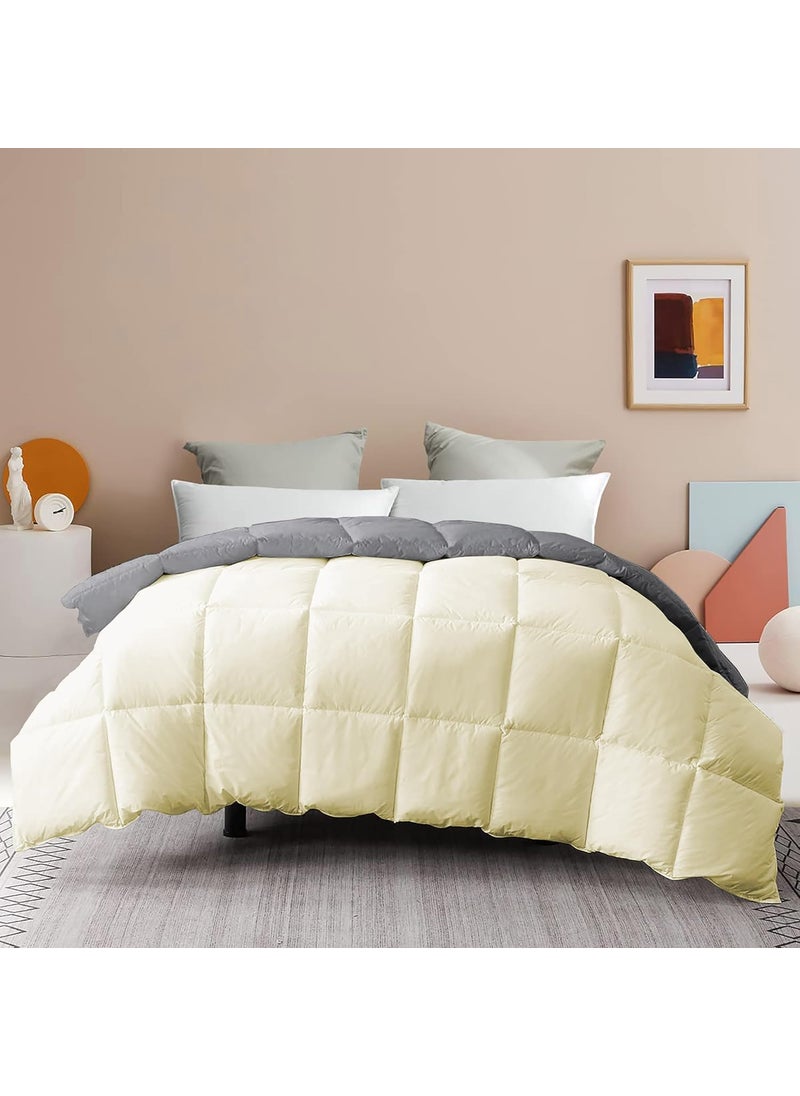 Grace Linen Grace Linen Reversible Comforter King Size Soft Microfiber 300 GSM Comforter for Winter Blanket Soft Luxury Design DuvetBlanket King Size 92X106 IvorySilver Grey Color  - Image 4