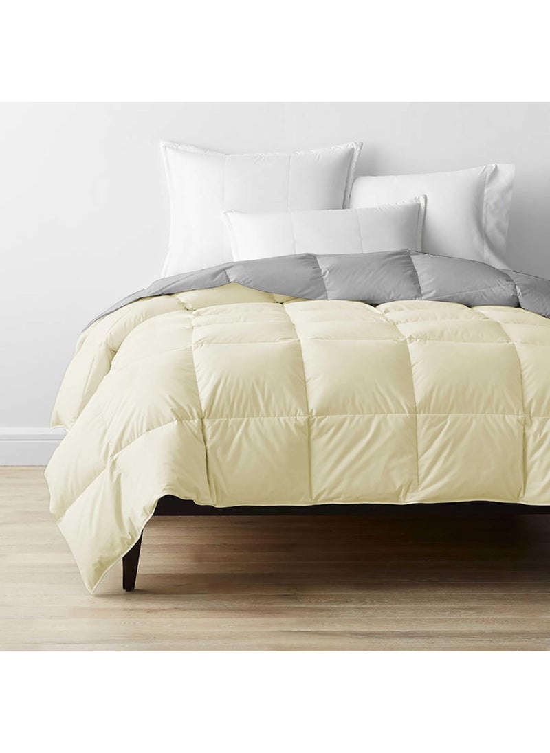 Grace Linen Grace Linen Reversible Comforter King Size Soft Microfiber 300 GSM Comforter for Winter Blanket Soft Luxury Design DuvetBlanket King Size 92X106 IvorySilver Grey Color  - Image 3