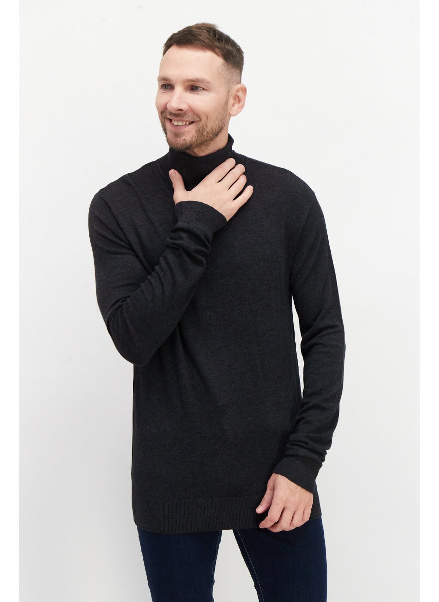 Men High Neck Long Sleeve Heather Sweater, Dark Grey - pzsku/Z9BAFA497263ACC326FCDZ/45/_/1726109349/b42dd9f3-fc02-4d2c-a177-1e46748c794e