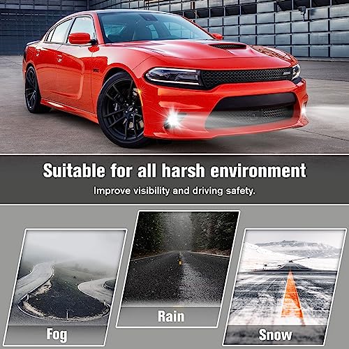 LitMiRaCle Fog Light Set for Dodge Charger and Chrysler 300 2015-2019 / Jeep Grand Cherokee 2014-2016 / Chrysler Pacifica 2017-2020, DRL LED Fog Light Clear Lens - Image 3