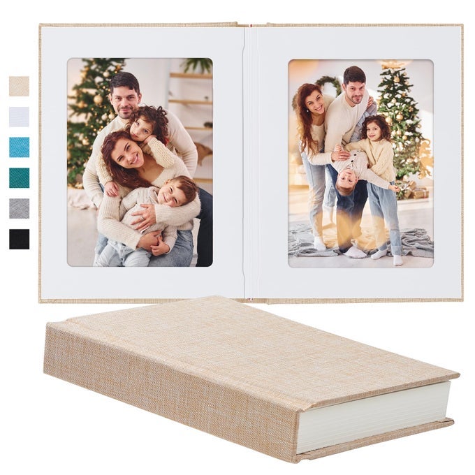 PHOTO ALBUM 5X7 WITH WRITING SPACE LINEN COVER 5X7 PHOTO ALBUM BOOK HOLDS 20 PHOTOS IDEAL FOR WEDDING THEMEALBUM AND BABY PHOTO ALBUMS BEIGE20 POCKETS