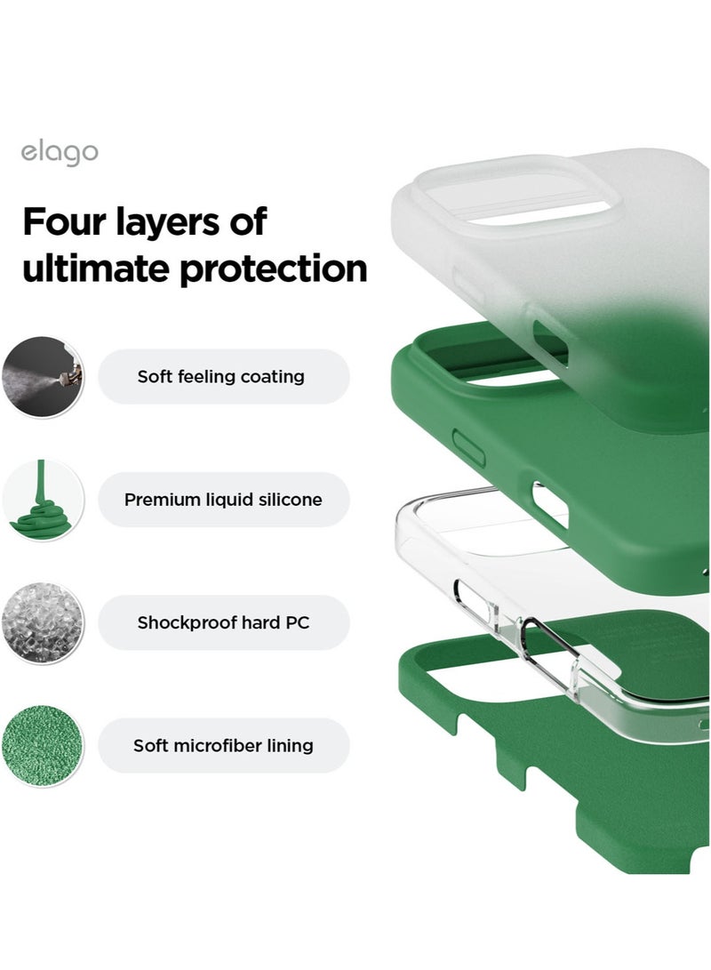 Elago Liquid Silicone for iPhone 16 Pro MAX Case Cover Full Body Protection, Shockproof, Slim, Anti-Scratch Soft Microfiber Lining - Alpine Green - Image 4