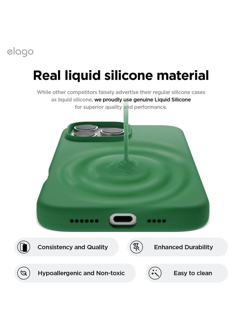 Elago Liquid Silicone for iPhone 16 Pro MAX Case Cover Full Body Protection, Shockproof, Slim, Anti-Scratch Soft Microfiber Lining - Alpine Green - Image 3