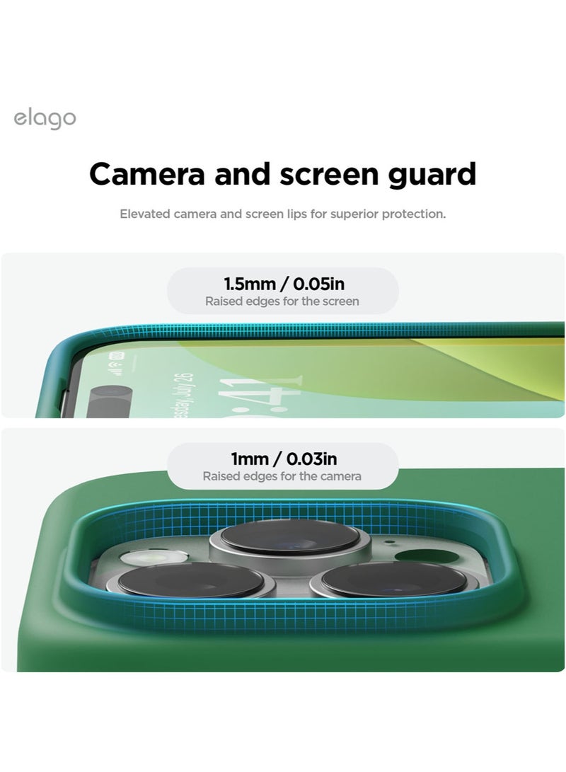 Elago Liquid Silicone for iPhone 16 Pro MAX Case Cover Full Body Protection, Shockproof, Slim, Anti-Scratch Soft Microfiber Lining - Alpine Green - Image 5