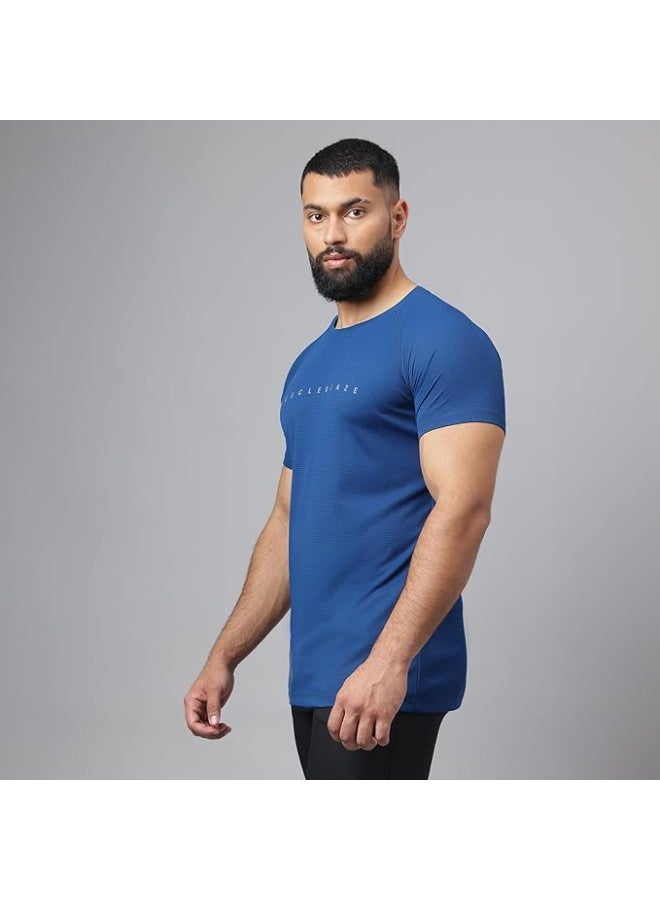 MuscleBlaze Half Sleeve Patterned Dry-Fit Active Tee for Men-L - Image 4