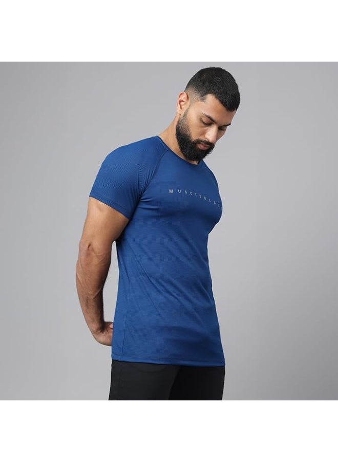 MuscleBlaze Half Sleeve Patterned Dry-Fit Active Tee for Men-L - Image 2