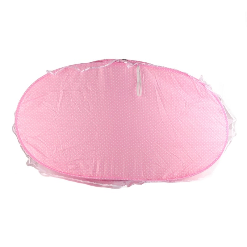 Portable Bed Net Pink: Breathable Clear-View Mesh, Tool-Free Easy Setup - Foldable Crib Tent with Pillow & Musical Toy for Infant Indoor Outdoor Travel - Image 5