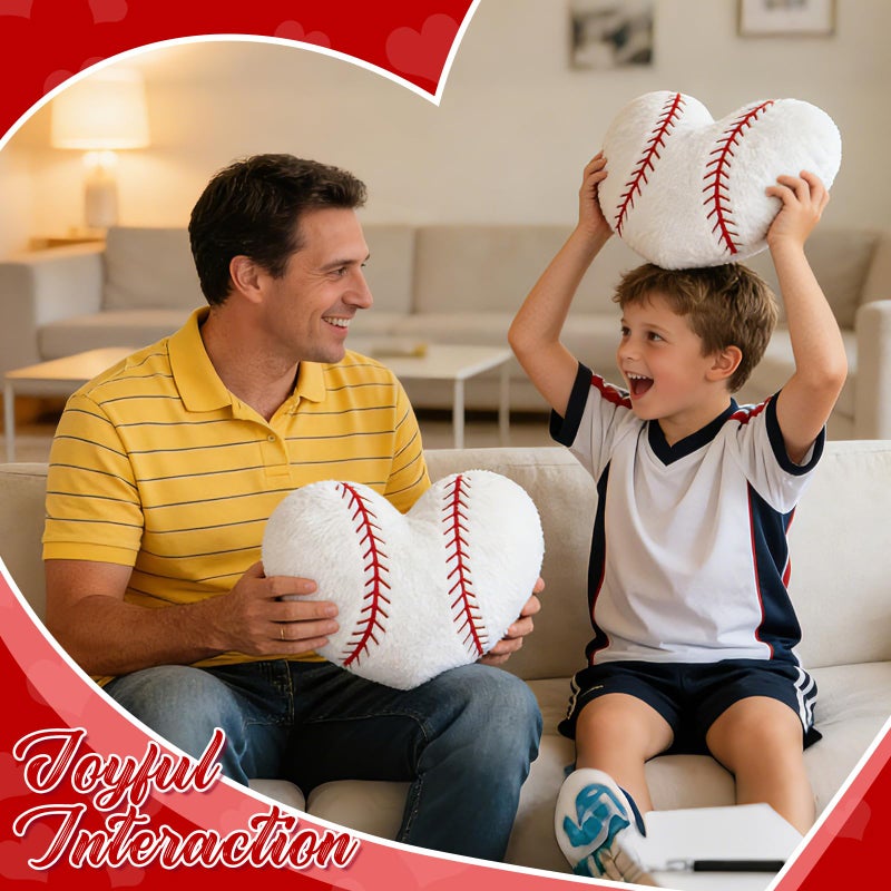 AKAIXI 2Pcs Valentines Baseball Throw Pillow, 11 In Soft Embroidered Fluffy Baseball Pillow, Stuffed Plush Heart Shape Baseball Pillow for Bedrooom Couch Bed Decoration, Gift for Baseball lover Player Team - Image 4