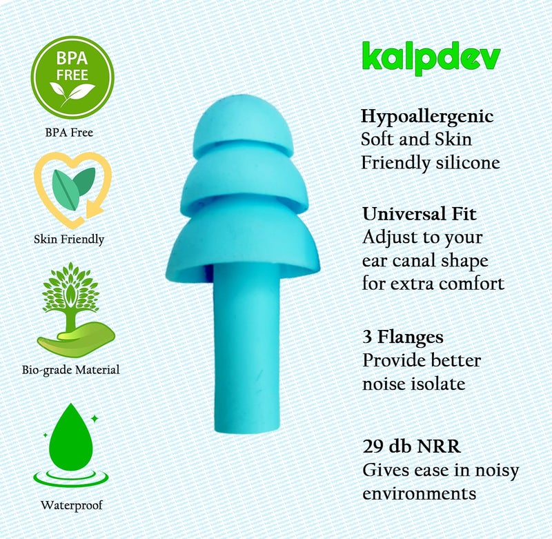 Kalpdev Soft Silicone Noise Reduction Ear Plugs for Sleeping, Meditation, Swimming. Reusable Earmuffs for Travel and Flight (Pack of 5 Pairs) Assorted - Image 2