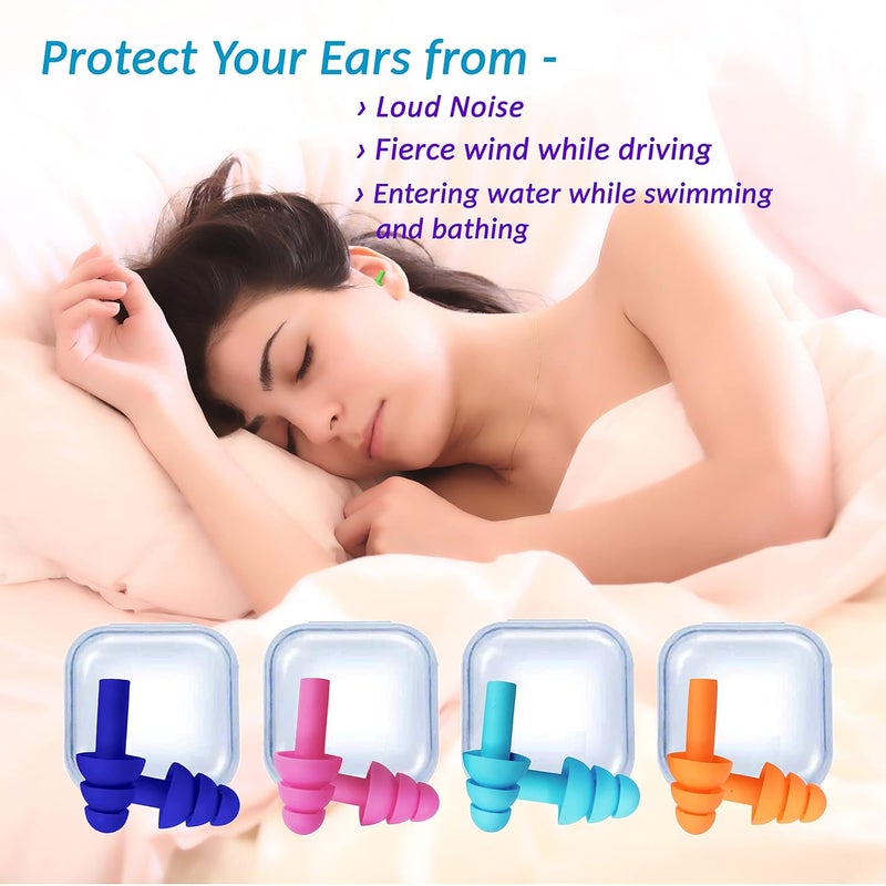 Kalpdev Soft Silicone Noise Reduction Ear Plugs for Sleeping, Meditation, Swimming. Reusable Earmuffs for Travel and Flight (Pack of 5 Pairs) Assorted - Image 4