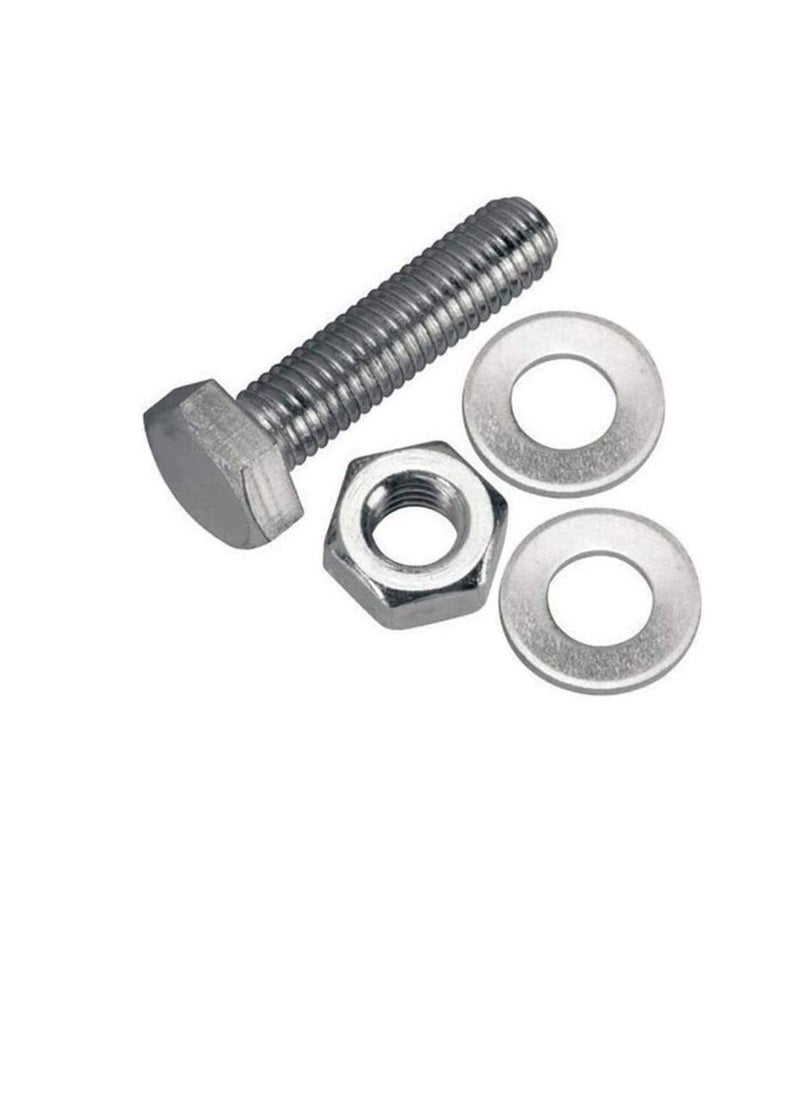 Generic - 12 pcs Hex Head Screw Bolts Nuts & Washers Fully Thread GI Plain Finish Bolt Set. (18, 60MM) - Image 1