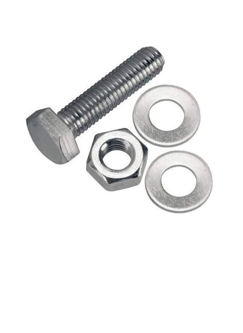 Generic - 12 pcs Hex Head Screw Bolts Nuts & Washers Fully Thread GI Plain Finish Bolt Set. (18, 60MM) - Image 1