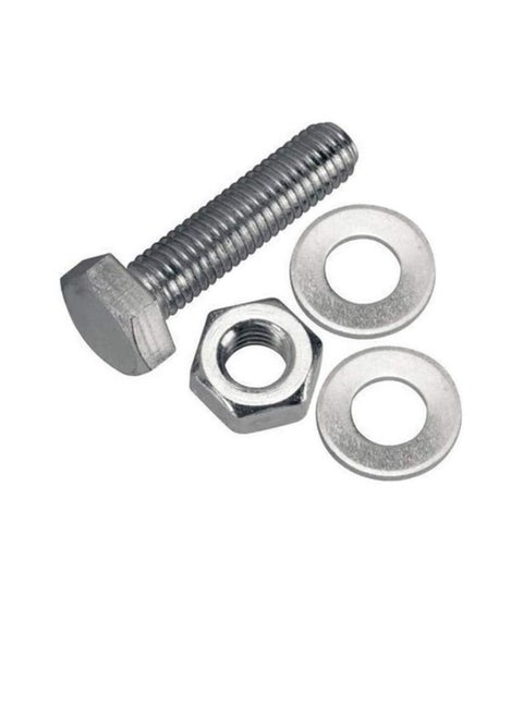 12 pcs Hex Head Screw Bolts Nuts & Washers Fully Thread GI Plain Finish Bolt Set. (18, 60MM)