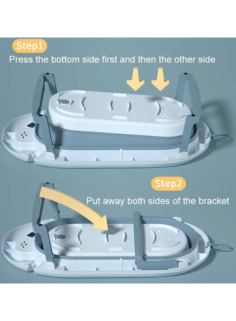 Eazy Kids حوض استحمام قابل للطي مع تحكم في درجة الحرارة ومراقبة ذكية لدرجة الحرارة ووعاء شطف لشامبو رأس الطفل - أزرق - Image 3