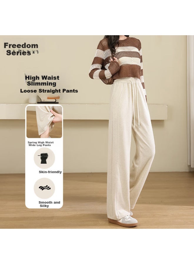 Liberal Casual Loose Wide Leg Pants For Women Spring High Waist Straight Banana Pants Slimming And Comfortable Narrow Version Casual Pants - Image 1