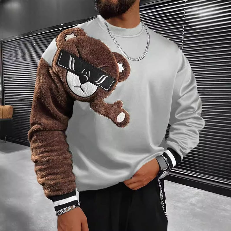 Men's Cartoon Print Sweatshirt Long Sleeve Crew Neck Pullover - Image 3