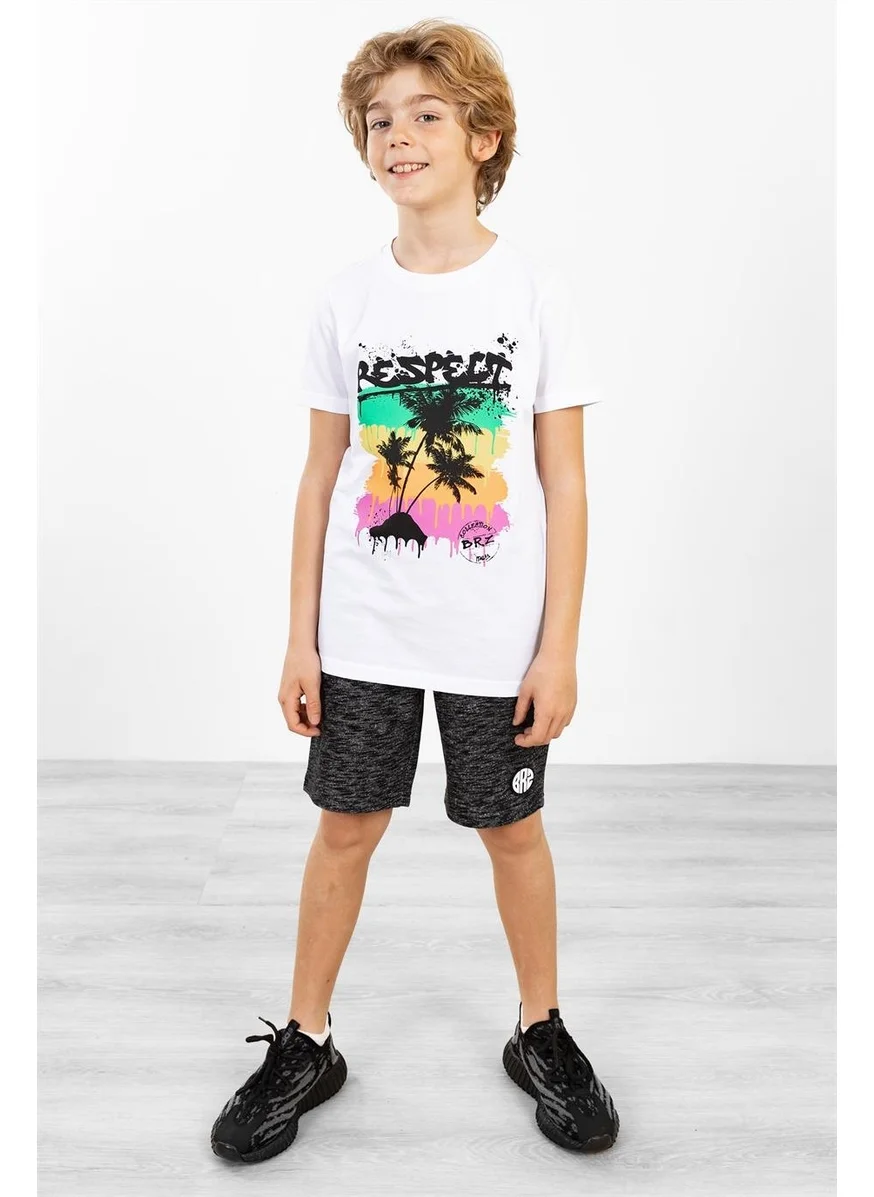 بي ار زد كولكشن Palm Printed Unisex Kids Short Sleeve T-Shirt