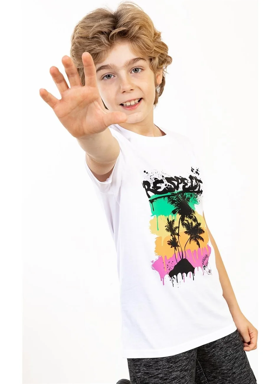 BRZ Collection Palm Printed Unisex Kids Short Sleeve T-Shirt