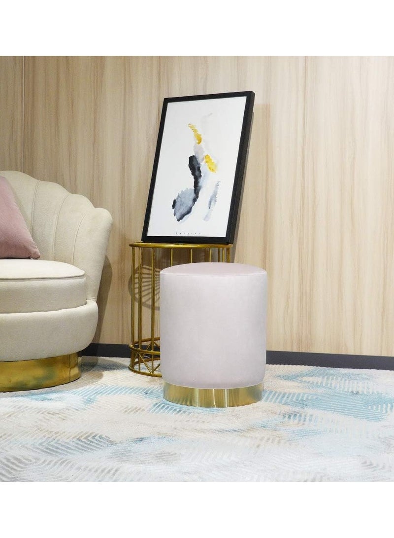MAPLE HOME DECORATION Maple Home Modern Round Ottoman Accent multifunctional Gold Plating Base Velvet Upholstered Footrest Mushroom Stool Soft Padded Seat Vanity Chairs Make-up Living Room Bedroom Patio Furniture  - Image 1