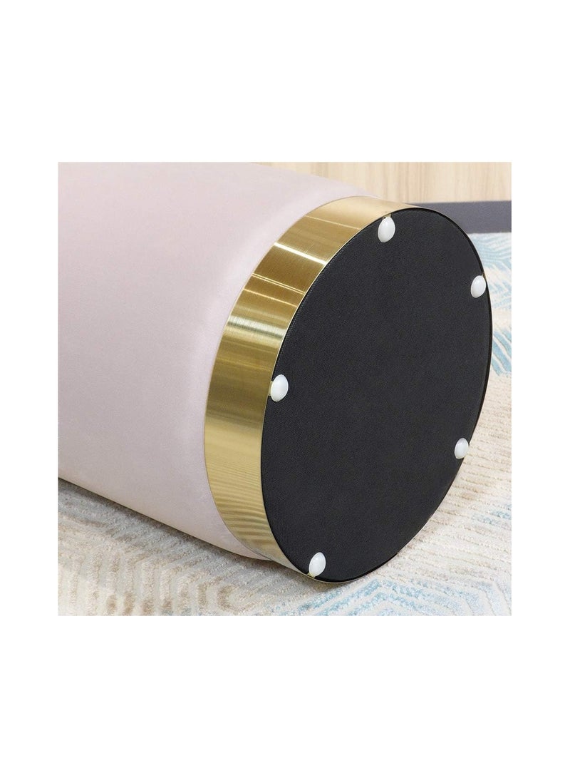 MAPLE HOME DECORATION Maple Home Modern Round Ottoman Accent multifunctional Gold Plating Base Velvet Upholstered Footrest Mushroom Stool Soft Padded Seat Vanity Chairs Make-up Living Room Bedroom Patio Furniture  - Image 4