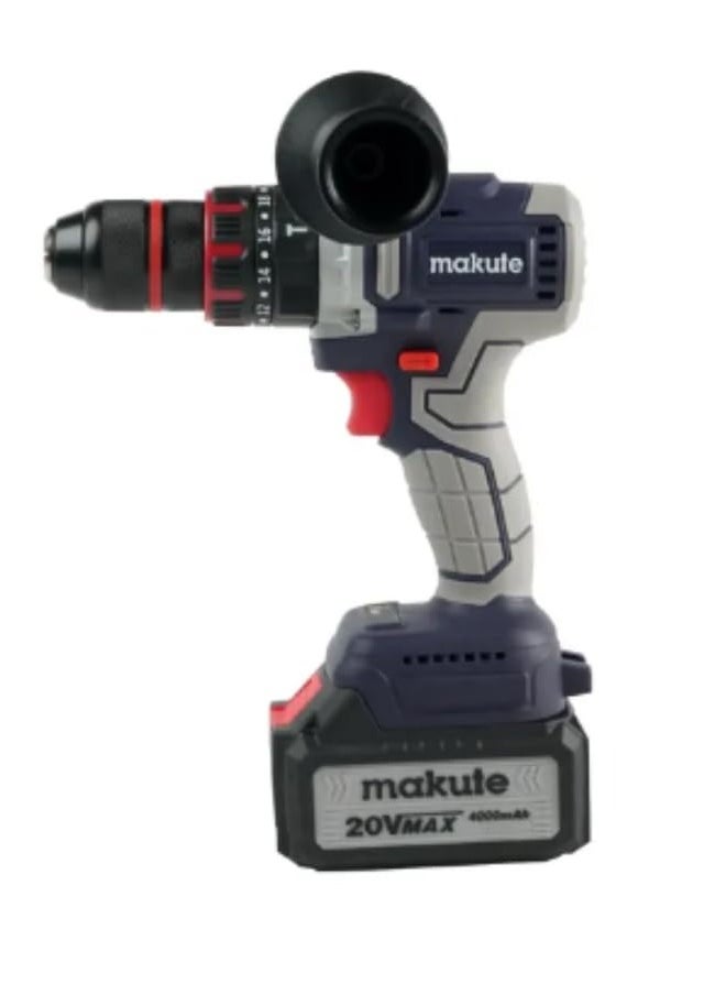 makute 13mm Cordless Impact Drill with Brushless Motor, 20V, 70N.m Max Torque, 0-500/0-2000r/min, Includes 2*4.0Ah Batteries & Quick Charger, CID-121-13-2BL  - Image 2