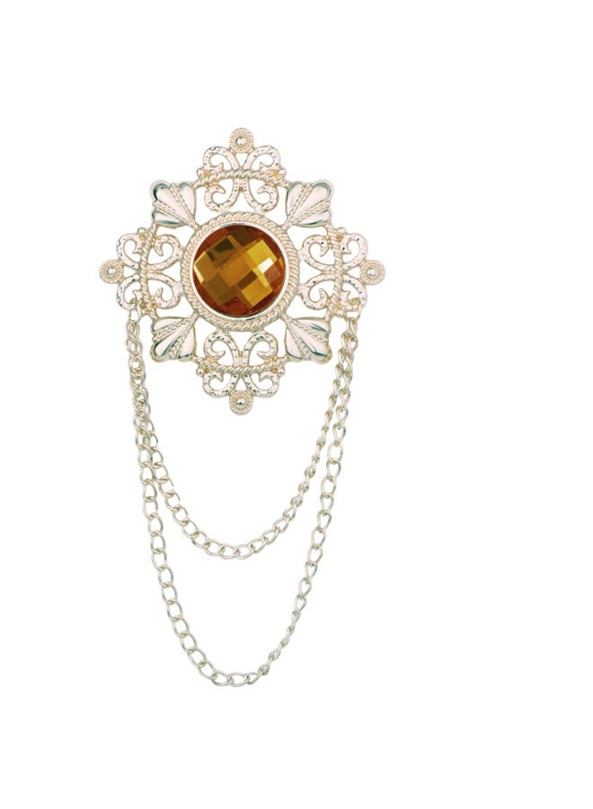 Shougu Versatile Temperament Personality Gemstone Tassel Chain Suit Brooch