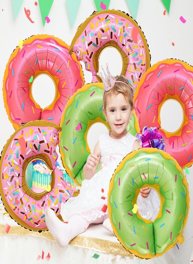D-Fokes 6Pcs Large Donut Balloons (28 Inch) Aluminum Foil Mylar Balloons for Birthday Baby Shower Wedding Party Decorations, Donut Theme Party Supplies - Image 5