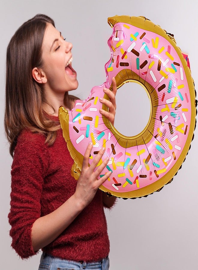 D-Fokes 6Pcs Large Donut Balloons (28 Inch) Aluminum Foil Mylar Balloons for Birthday Baby Shower Wedding Party Decorations, Donut Theme Party Supplies - Image 2