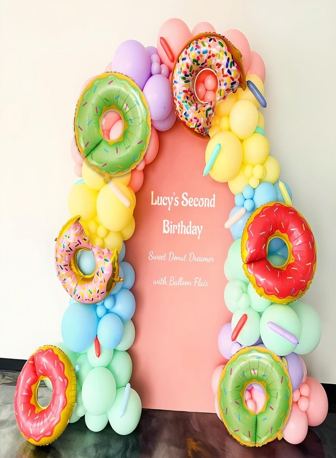 D-Fokes 6Pcs Large Donut Balloons (28 Inch) Aluminum Foil Mylar Balloons for Birthday Baby Shower Wedding Party Decorations, Donut Theme Party Supplies - Image 4