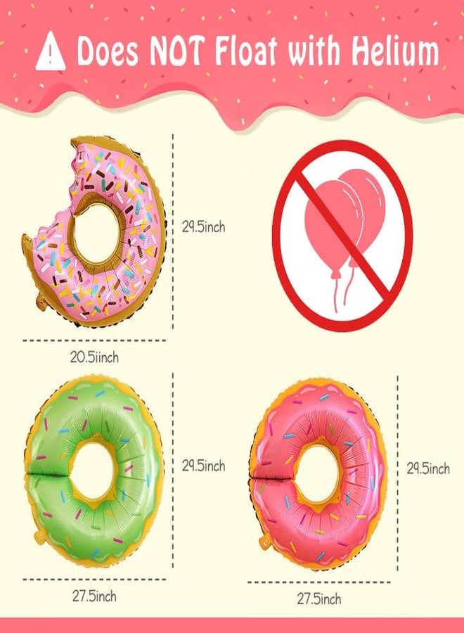 D-Fokes 6Pcs Large Donut Balloons (28 Inch) Aluminum Foil Mylar Balloons for Birthday Baby Shower Wedding Party Decorations, Donut Theme Party Supplies - Image 3