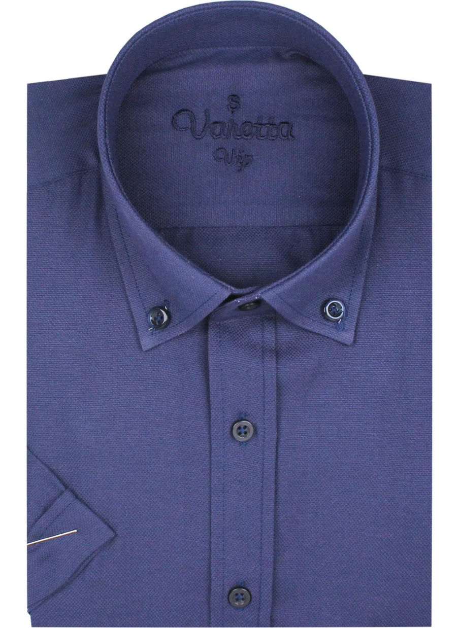 Varetta Plus Size Short Sleeve Navy Blue Men's Shirt