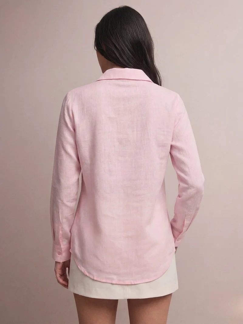 Outzidr  Pink Embroidered Pink Blouse In Satin Fabric for Women | Best Price UAE