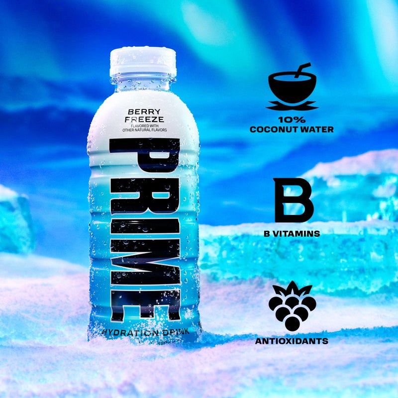 PRIME HYDRATION Variety - Blue Freeze, Cherry Freeze, ICE POP Sports Drinks, Electrolyte Enhanced for Ultimate Hydration, 250mg BCAAs, B Vitamins, Antioxidants, Low Sugar, 12 Fl Oz, 15 Pack - Image 3