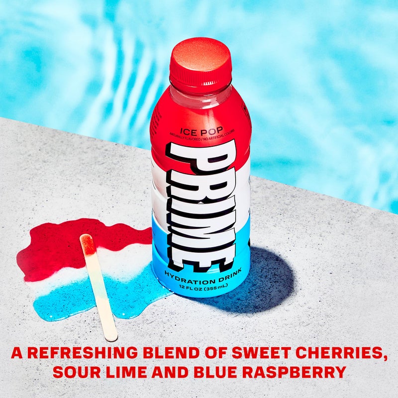 PRIME HYDRATION Variety - Blue Freeze, Cherry Freeze, ICE POP Sports Drinks, Electrolyte Enhanced for Ultimate Hydration, 250mg BCAAs, B Vitamins, Antioxidants, Low Sugar, 12 Fl Oz, 15 Pack - Image 2