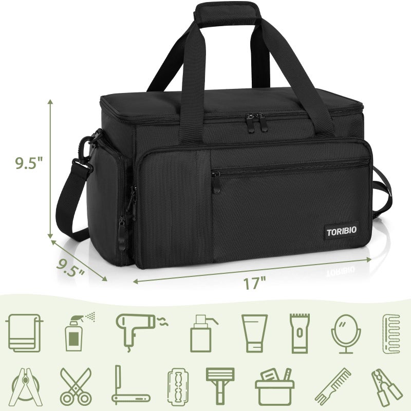 TORIBIO Large Capacity Hairdresser Bag with Adjustable Dividers, Barber Carrying Bag Barber Travel Case Organizer for Clippers and Supplies, Holds Various Hair Cutting Tools - Image 3