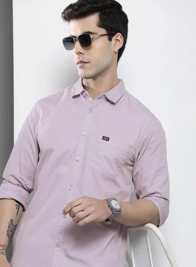 The Indian Garage Co Men Slim Fit Solid Full Sleeves Spread Collar Casual Shirt