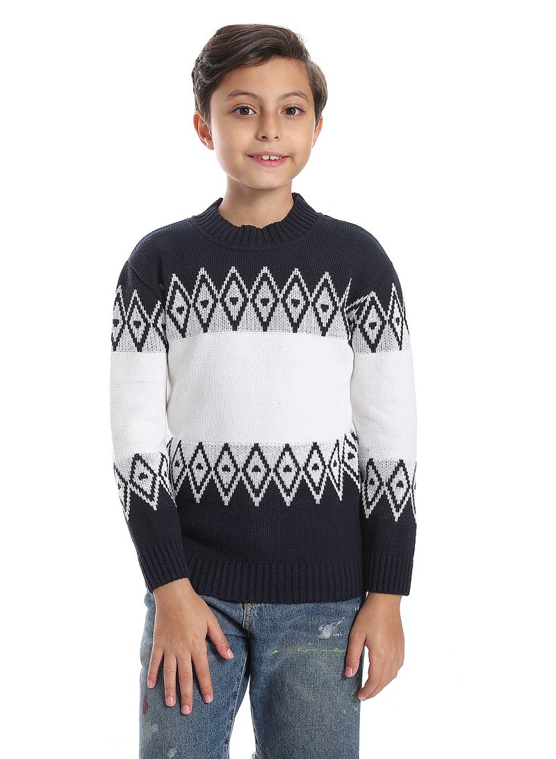 Caesar Wool Boys Pullover With Multi Design - Image 1