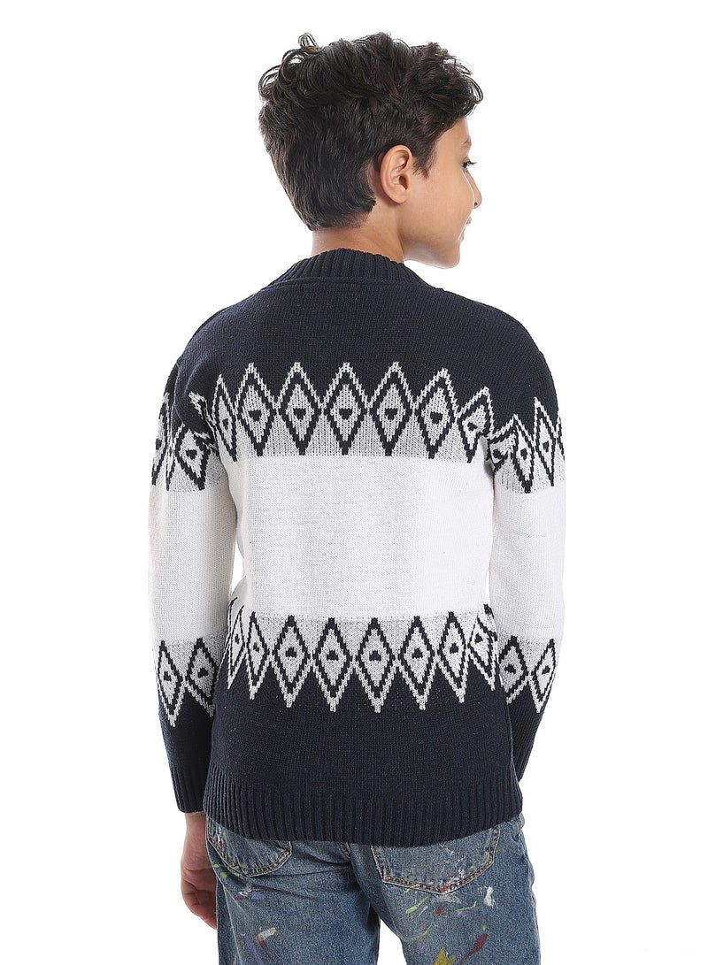 Caesar Wool Boys Pullover With Multi Design - Image 2
