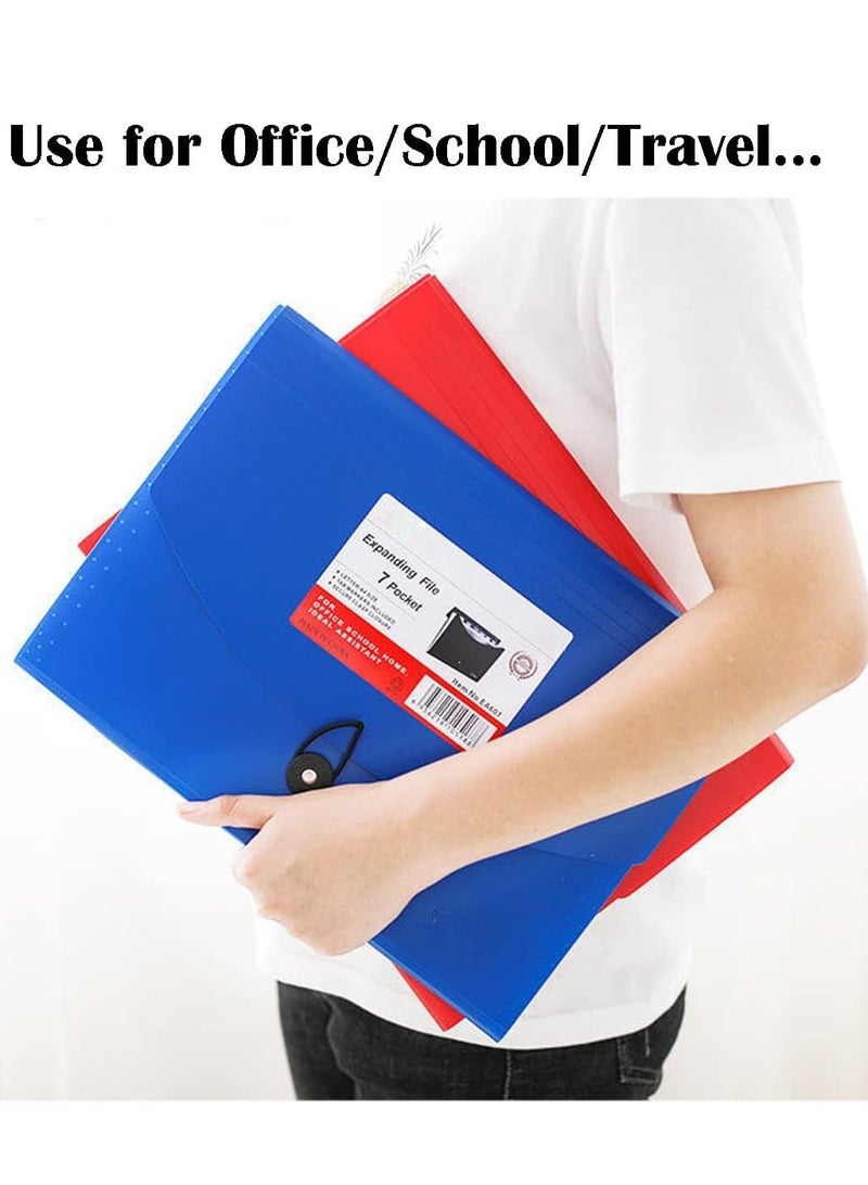 SYOSI 4 Packs Accordion File Organizer File Folder with 7 Pockets Letter Size A4 Expanding File Folder with Index Tabs Expandable Plastic Document Organizer for Business Travel School Office Home - Image 2