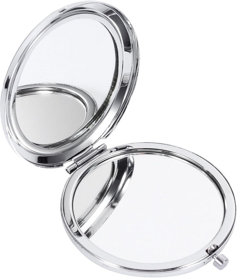 Double-Sided Pocket Makeup Mirror Metal Compact Round Handheld Travel Cosmetic Mirror Foldable Small for Women - Image 1