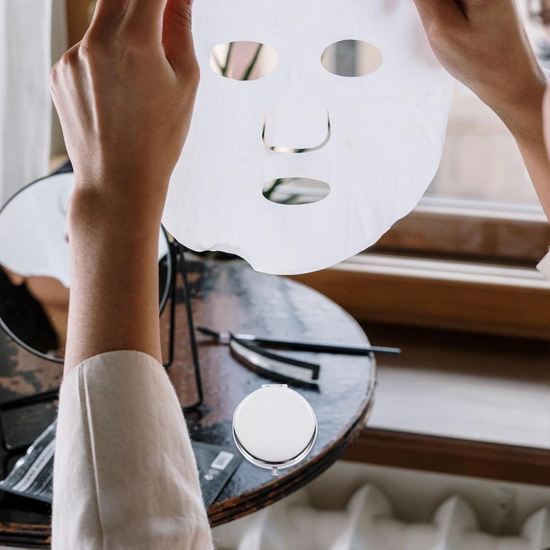Double-Sided Pocket Makeup Mirror Metal Compact Round Handheld Travel Cosmetic Mirror Foldable Small for Women - Image 5