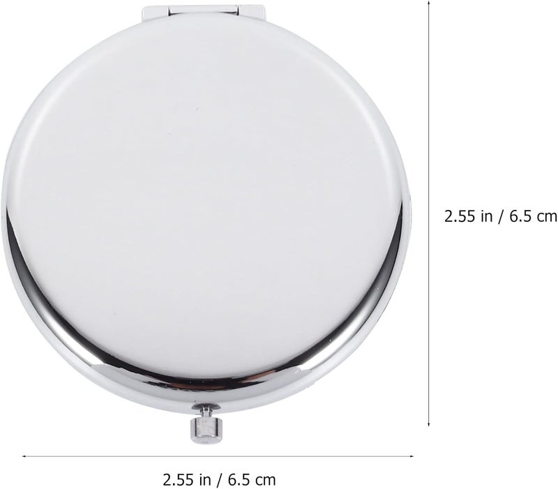 Double-Sided Pocket Makeup Mirror Metal Compact Round Handheld Travel Cosmetic Mirror Foldable Small for Women - Image 2
