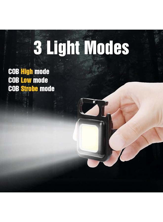 ECVV Mini Keychain LED Flashlight 350 Lumens 3 Modes Flashlight COB Bright Work Light for Camping Fishing Rechargeable Pocket Light with Bottle Opener - Image 5