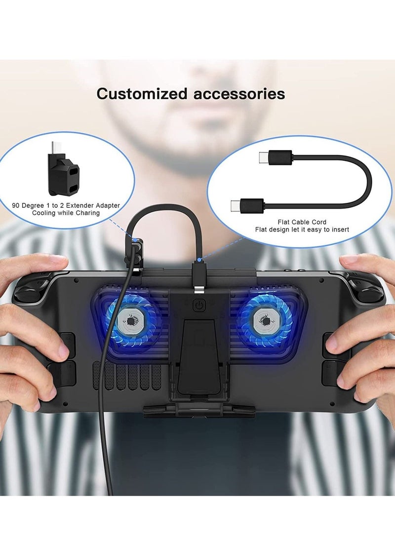 RGB Cooling Fan for Valve Steam Deck Nintendo Switch OLED, Cooling Fan Dock with Stand  USB-C Adaptor, Steam Deck Cooler USB-C Powered with Adjustable Speed Blue RGB Lighting - Image 3
