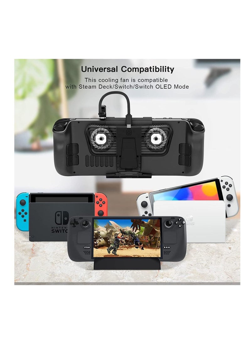 RGB Cooling Fan for Valve Steam Deck Nintendo Switch OLED, Cooling Fan Dock with Stand  USB-C Adaptor, Steam Deck Cooler USB-C Powered with Adjustable Speed Blue RGB Lighting - Image 4