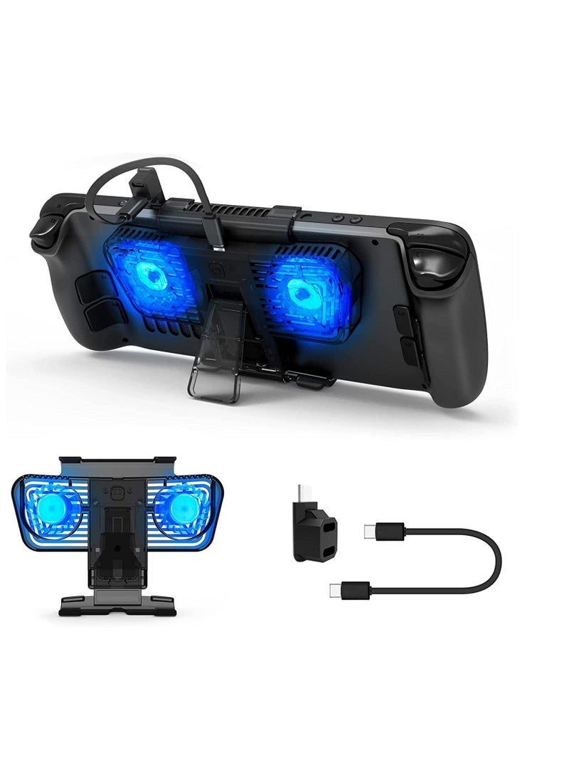 RGB Cooling Fan for Valve Steam Deck Nintendo Switch OLED, Cooling Fan Dock with Stand  USB-C Adaptor, Steam Deck Cooler USB-C Powered with Adjustable Speed Blue RGB Lighting - Image 1