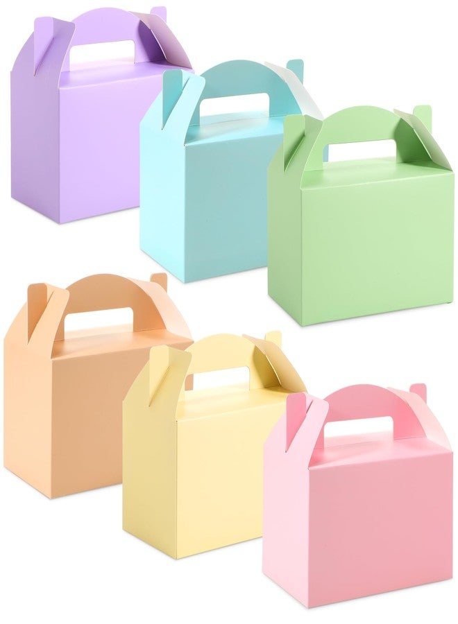 Tenare 36 Pcs Christmas Colorful Party Favor Gable Treat Boxes Paper Candy Snack Goodie Gift Boxes with Handles for Thanksgiving Day Birthday Holiday Decors, 6 x 3.5 x 3.5 Inch(Solid,Pastel Colors) - Image 1